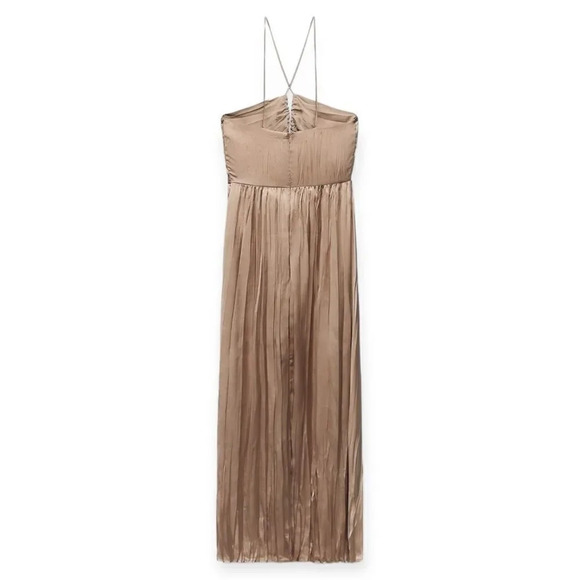 ZARA | Stone | SATIN EFFECT WRINKLED DRESS ZW LIMITED EDITION - Picture 3 of 4